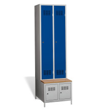 #03 STANDARD 2 PLUS – 2+2-türiger Kleiderschrank mit eingebauter Bank und Schuhschränken, RAL 5010
