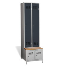 #03 STANDARD 2 PLUS – 2+2-türiger Kleiderschrank mit integrierter Bank und Schuhregalen, RAL 5012