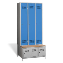 #03 STANDARD 3 PLUS – 3+3-türiger Kleiderschrank mit eingebauter Sitzbank und Schuhschränken, RAL 5012