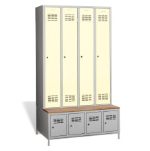#03 STANDARD 4 PLUS – 4+4-türiger Kleiderschrank mit Einbaubank und Schuhschränken, RAL 1013