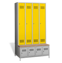 #03 STANDARD 4 PLUS – 4+4-türiger Kleiderschrank mit Einbaubank und Schuhschränken, RAL 1023
