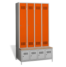 #03 STANDARD 4 PLUS – 4+4-türiger Kleiderschrank mit Einbaubank und Schuhschränken, RAL 2004