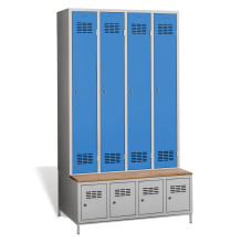 #03 STANDARD 4 PLUS – 4+4-türiger Kleiderschrank mit eingebauter Sitzbank und Schuhschränken, RAL 5012