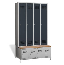 #03 STANDARD 4 PLUS – 4+4-türiger Kleiderschrank mit Einbaubank und Schuhschränken, RAL 7016