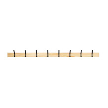Langer Wandhalter aus Holz mit 8 Metallhaken.