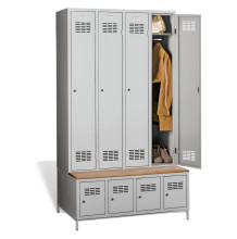 #03 STANDARD 4 PLUS – 4+4-türiger Kleiderschrank mit Einbaubank und Schuhschränken, RAL 9010