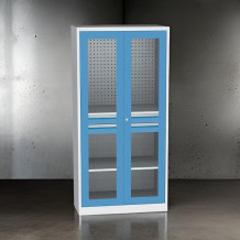Werkstattschrank mit Glastüren, mit 2 Schubladen