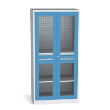 Werkstattschrank mit Glastüren, mit 2 Schubladen