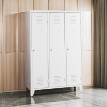 3-türiger Kleiderschrank mit Trennwand und Beinen