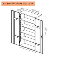 Büroschrank mit 4 Fachböden, mit extra Tiefe, mit einer Breite von 1000 mm