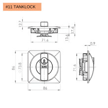 #11 TANKLOCK - Versenkbare Griffe mit zwei Schlüsseln für Metallschränke mit Zentralschloss-System