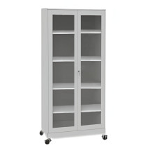 #26 MEDICINE MAXI 4S GLASS ECONOMY - Arzneimittelschrank für Krankenhaus mit 4 Metallböden und Rollen, 1800x800x435 mm