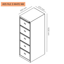 Aktenschrank weiß mit 5 Schubladen