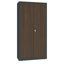 Büroschrank mit Holzfurnier an den Türen.