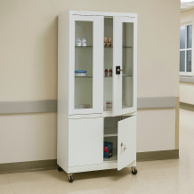 #03 MEDICINE PLUS GLASS – Medizinschrank für Praxen und Kliniken, mit Schrank und Vitrine, 1800/800/435 mm