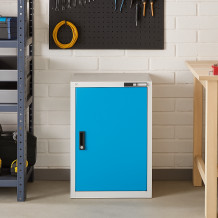 Kleiner Werkstattschrank mit 2 Fachböden, blau