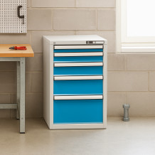 Werkstattcontainer mit 5 Schubladen, blau