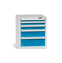 Werkstattcontainer breit mit 5 Schubladen, blau