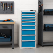 Werkstattcontainer mit 9 Schubladen, blau