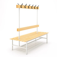 #16 BENCH 1500 DOUBLE AH │ Doppelseitige Sitzbank mit Rücklehne und Hakenleiste, 1500 mm