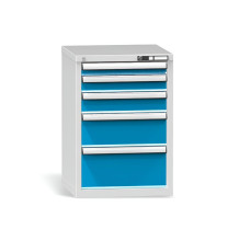 Werkstattcontainer mit 5 Schubladen, blau