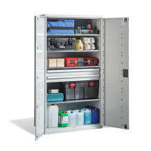 Werkzeugschrank mit hoher Tragfähigkeit, 4 Fachböden + 2 Schubladen