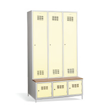 3+3-türiger Kleiderschrank mit Trenneinsatz, eingebauter Sitzbank und Schuhschränken