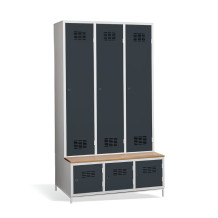 #03 MAXI 3 PLUS - 3+3-dverová šatňová skriňa s prepážkou, zabudovanou lavicou a skriňou na obuv