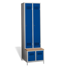 #03 STANDARD 2 PLUS – 2+2-türiger Kleiderschrank mit eingebauter Bank und Schuhschränken, RAL 5010