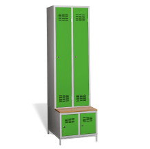 #03 STANDARD 2 PLUS – 2+2-türiger Kleiderschrank mit integrierter Bank und Schuhregalen, RAL 5012