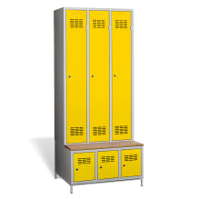 #03 STANDARD 3 PLUS – 3+3-türiger Kleiderschrank mit Einbaubank und Schuhschränken, RAL 2004