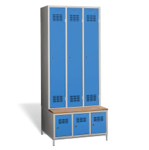 #03 STANDARD 3 PLUS – 3+3-türiger Kleiderschrank mit eingebauter Sitzbank und Schuhschränken, RAL 5012