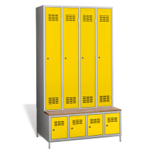 #03 STANDARD 4 PLUS – 4+4-türiger Kleiderschrank mit Einbaubank und Schuhschränken, RAL 2004