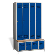 #03 STANDARD 4 PLUS – 4+4-türiger Kleiderschrank mit eingebauter Sitzbank und Schuhschränken, RAL 5012