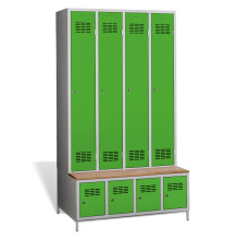 #03 STANDARD 4 PLUS – 4+4-türiger Kleiderschrank mit Einbaubank und Schuhschränken, RAL 7016