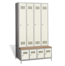 #03 STANDARD 4 PLUS – 4+4-türiger Kleiderschrank mit Einbaubank und Schuhschränken, RAL 1013
