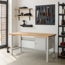 Arbeitstisch mit Hängeschrank und verstellbaren Beinen, 1500 mm