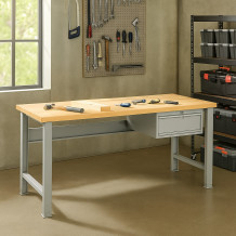 Arbeitstisch mit 1 Hängeschublade und verstellbaren Beinen, 1700 mm