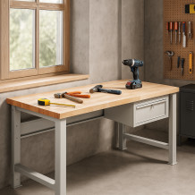 Arbeitstisch mit 1 Hängeschublade und verstellbaren Beinen, 2000 mm