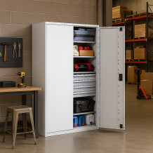 Werkzeugschrank mit hoher Tragfähigkeit, 4 Fachböden + 4 Schubladen