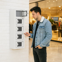 Schrank zum Laden von Mobiltelefonen mit 5 Fächern und Plexiglastüren
