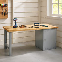Arbeitstisch mit Schrank und 2 Regalböden, 1700 mm