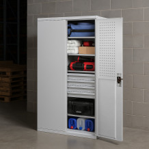 Werkzeugschrank mit hoher Tragfähigkeit, 4 Fachböden + 4 Schubladen