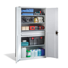 Werkzeugschrank mit hoher Tragfähigkeit, 4 Fachböden + 2 Schubladen