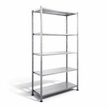 Regalanordnung mit 5 Regalböden.