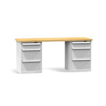 Werkbank mit drei Schubladen auf beiden Seiten, 2000 mm