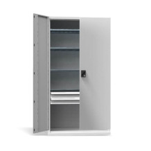 Werkstattschrank mit 4 Fachböden und 2 Schubladen, mit einer Tragfähigkeit von 600 kg