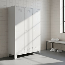 3-türiger Kleiderschrank mit Trennwand und Beinen