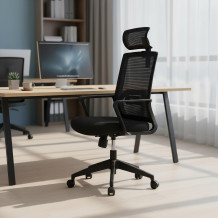 Bürostuhl mit Netzrückenlehne und Kopfstütze