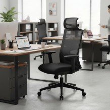 Bürostuhl mit Netzrückenlehne und Kopfstütze